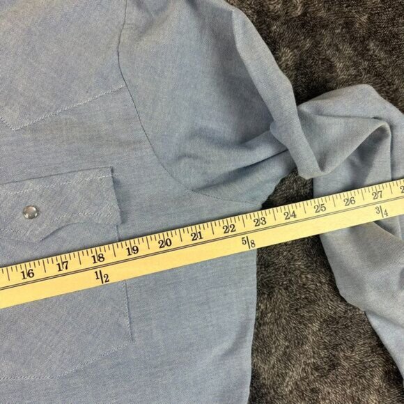 Vtg 80s Levi's White Tab Chambray Western Pearl Snap Long Sleeve Denim L - Picture 7 of 13